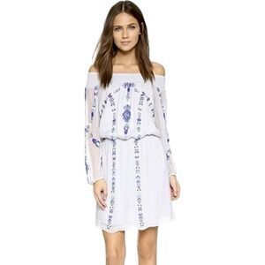 NWT $508 Parker Hand Beaded Boho Off The Shoulder Dress‎ Ethereal Embellished M